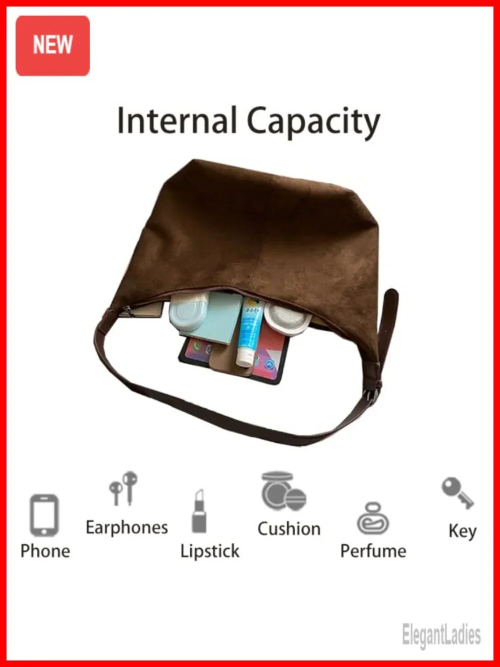Suede PU Dumpling Bag Convertible Crossbody Handbag Spacious
